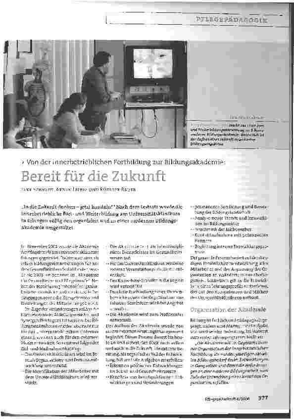 Vorschauseite 1: Von der innerbetrieblichen Fortbildung zur Bildungsakademie: Bereit für die Zukunft