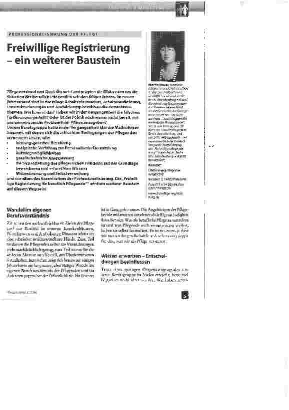 Vorschauseite 1: Freiwillige Registrierung - ein weiterer Baustein