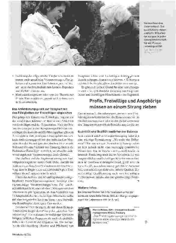 Vorschauseite 2: Ehrenamtliches EngagementDen Richtigen finden -und nicht mehr verlieren