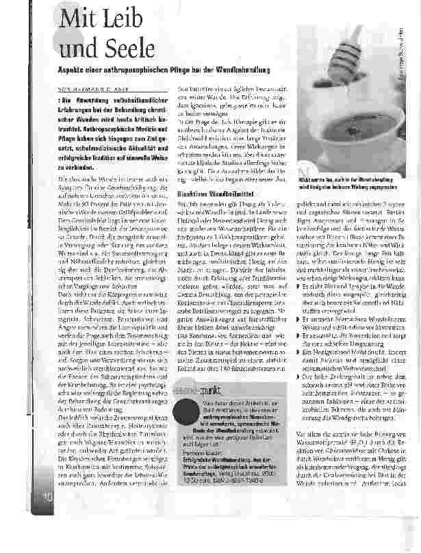 Vorschauseite 1: Mit Leib und SeeleAspekte einer anthroposophischen Pflege bei der Wundbehandlung