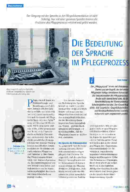 Vorschauseite 1: Die Bedeutung der Sprache im Pflegeprozeß