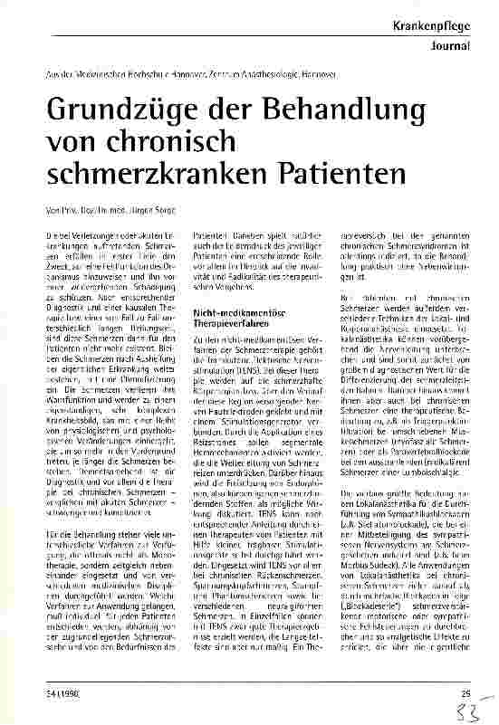 Vorschauseite 1: Grundzüge der Behandlung von chronisch schmerzkranken Patienten