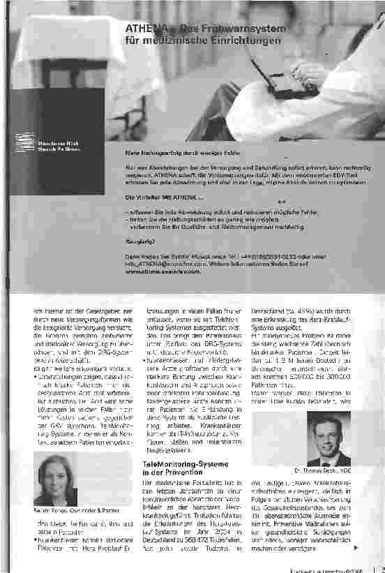 Vorschauseite 2: Patientennah und präventiv Telemedizin senkt stationärePatientenzahlen in der Kardiologie