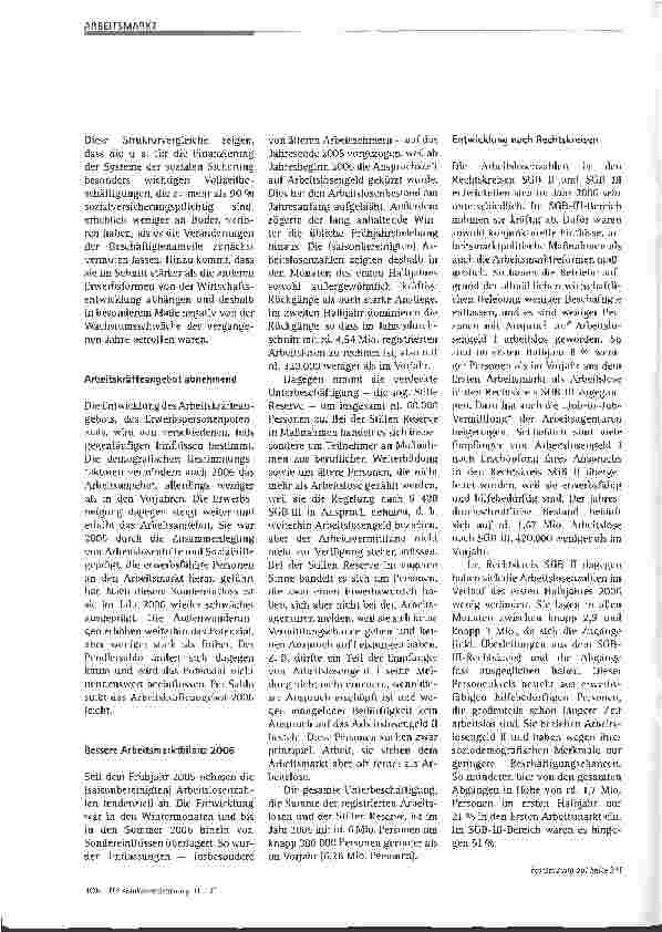 Vorschauseite 3: Arbeitsmarkt 2006: Konjunkturelle Aufhellung mit strukturellen Schatten