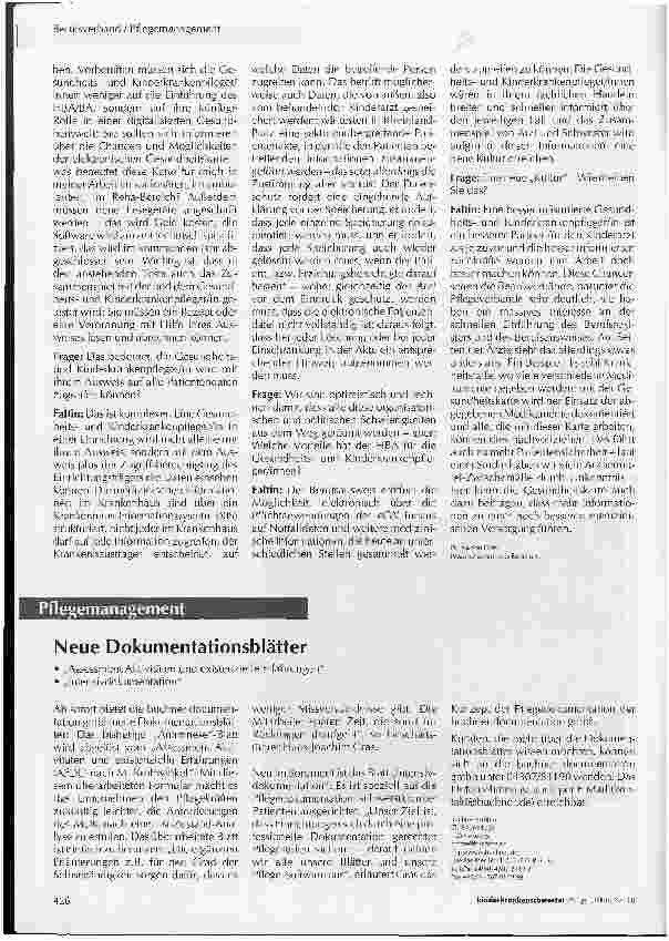 Vorschauseite 3: Berufsausweis für die Pflege: Welchen Nutzen hat dieGesundheitsund Kinderkrankenpflege?