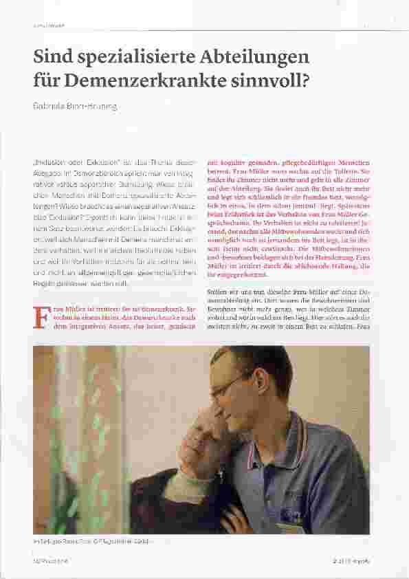 Vorschauseite 1: Sind spezialisierte Abteilungen für Demenzerkrankte sinnvoll?