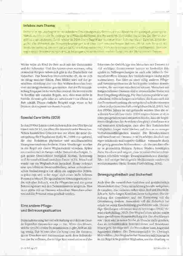 Vorschauseite 2: Sind spezialisierte Abteilungen für Demenzerkrankte sinnvoll?