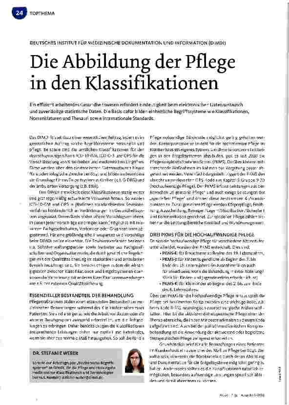 Vorschauseite 1: Die Abbildung der Pflege in den Klassifikationen