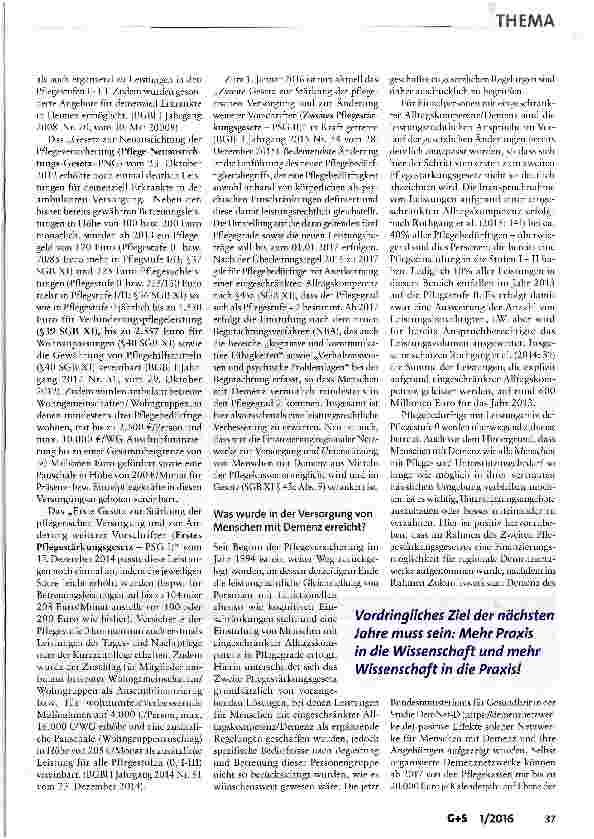 Vorschauseite 6: Demenz: Weiterentwicklung der Versorgungsangebote