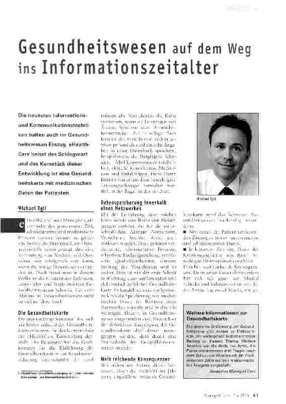 Vorschauseite 1: Gesundheitswesen auf dem weg ins Informationszeitalter