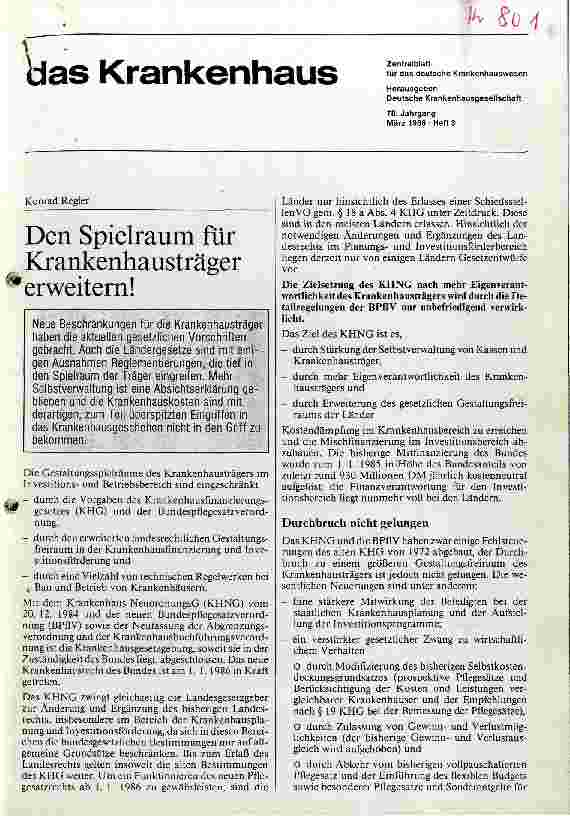 Vorschauseite 1: Den Spielraum für Krankenhausträger erweitern