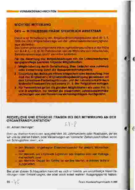 Vorschauseite 1: Rechtliche und ethische Fragen bei der Mitwirkung an der Organtransplantation
