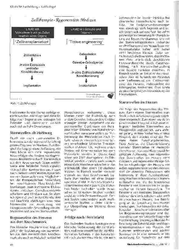 Vorschauseite 2: Nachwachsendes Herz - Hoffnung für Kinder mit angeborenen Herzfehlern?Kardiale Stammzelltherapie und Tissue Engineering im Fokus von Forschung und Klinik