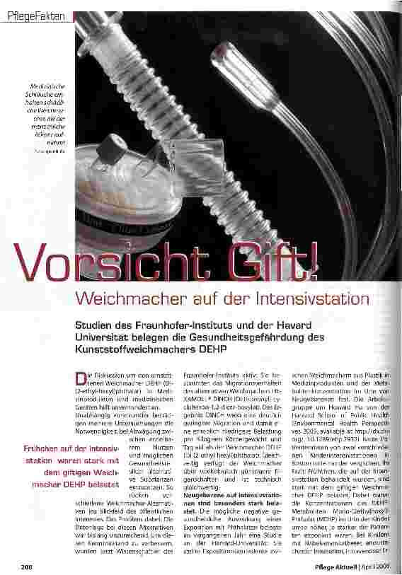 Vorschauseite 1: Vorsicht Gift! Weichmacher auf der Intensivstation