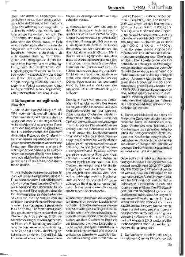 Vorschauseite 2: BFH-Urteil zum Liquidationsrecht der Chefärzte