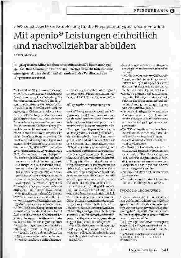 Vorschauseite 1: Mit apenio® Leistungen einheitlich und nachvollziehbar abbilden