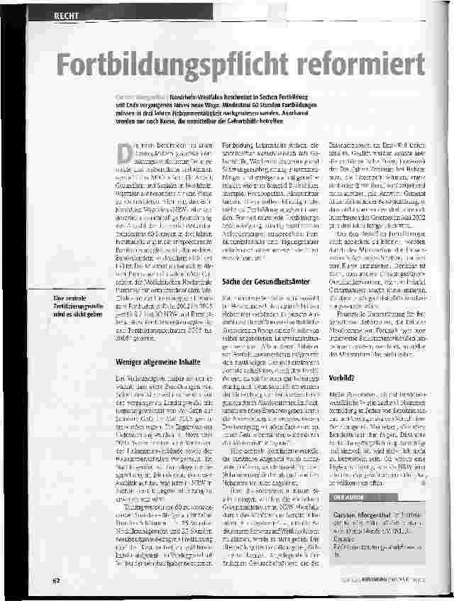 Vorschauseite 1: Fortbildungspflicht reformiert