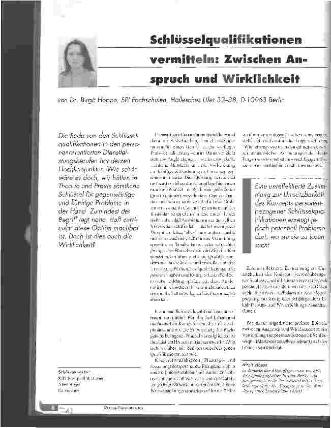 Vorschauseite 1: Schlüsselqualifikationen vermitteln: Zwischen Anspruch und Wirklichkeit
