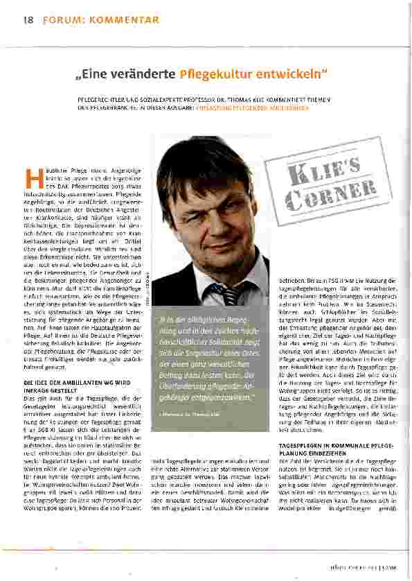 Vorschauseite 1: Eine veränderte Pflegekultur entwickeln