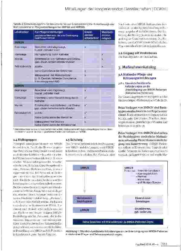 Vorschauseite 3: Maßnahmenplan für multiresistente gramnegative Erreger (MRGN) in Gesundheits-/Pflegeund Betreuungseinrichtungen