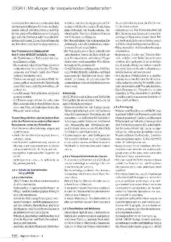 Vorschauseite 4: Maßnahmenplan für multiresistente gramnegative Erreger (MRGN) in Gesundheits-/Pflegeund Betreuungseinrichtungen