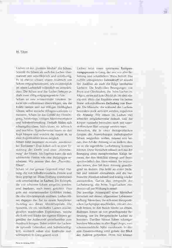 Vorschauseite 1: Lachen als mächtiger Gegner der Scham: Einige Anmerkungen zum therapeutischen Lachen