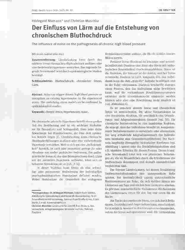 Vorschauseite 1: Der Einfluss von Lärm auf die Entstehung von chronischem Bluthochdruck