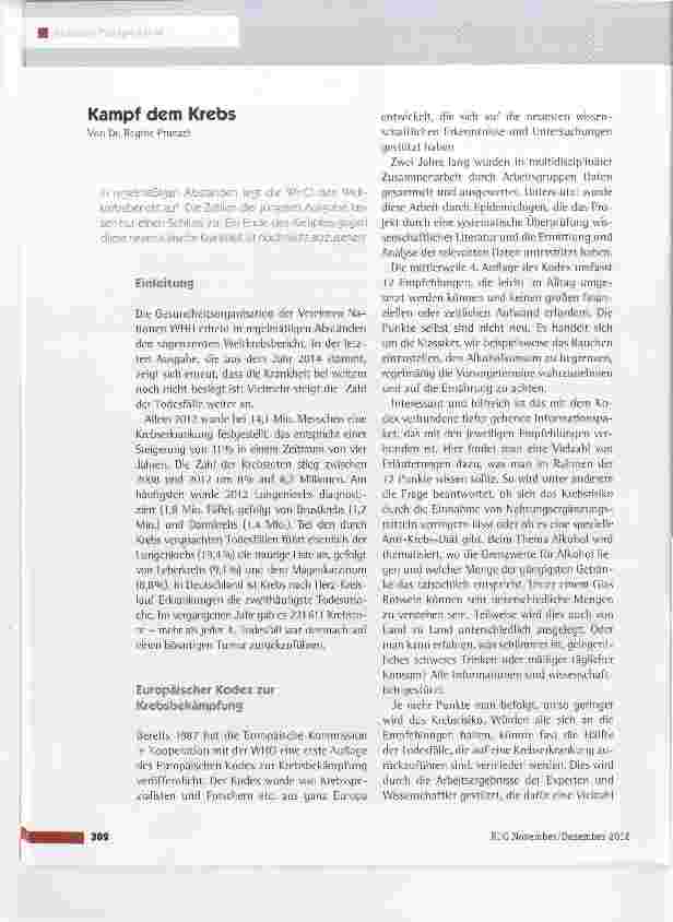 Vorschauseite 1: Kampf dem Krebs