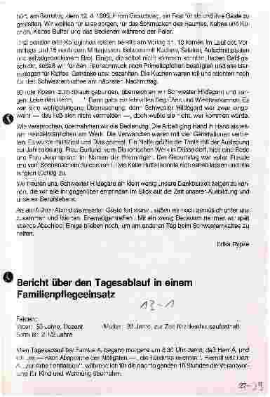 Vorschauseite 1: Bericht über den Tagesablauf in einem Familienpflegeeinsatz