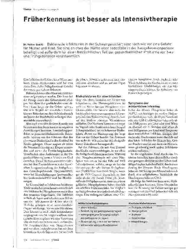 Vorschauseite 1: Früherkennung ist besser als Intensivtherapie