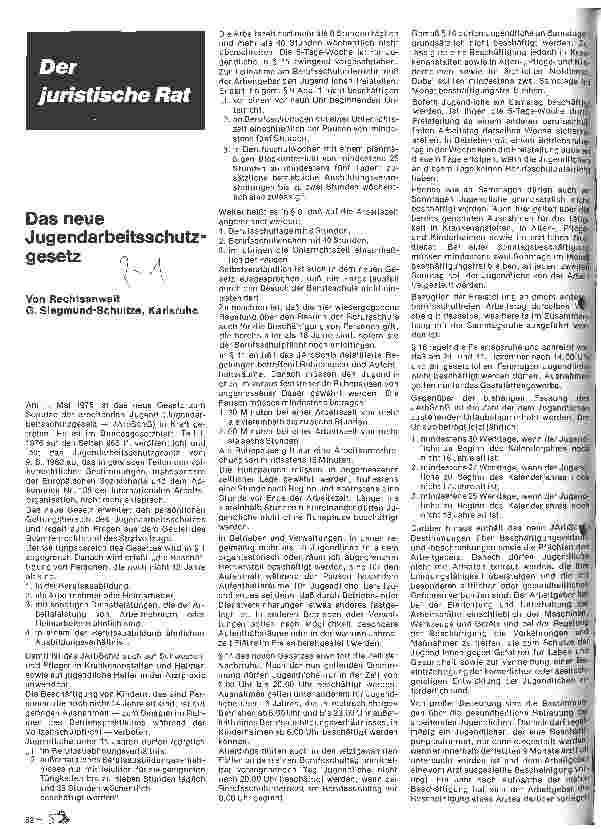 Vorschauseite 1: Das neue Jugendarbeitsschutzgesetz