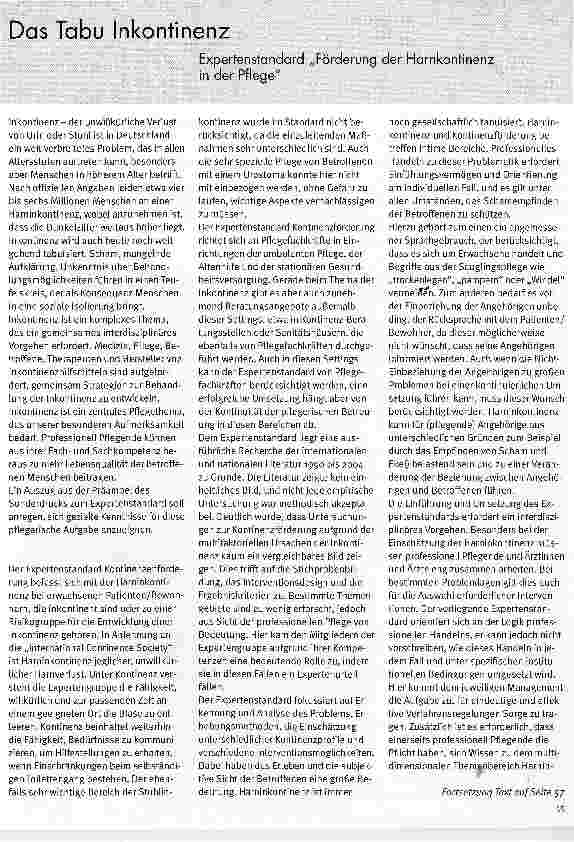 Vorschauseite 1: Das Tabu Inkontinenz