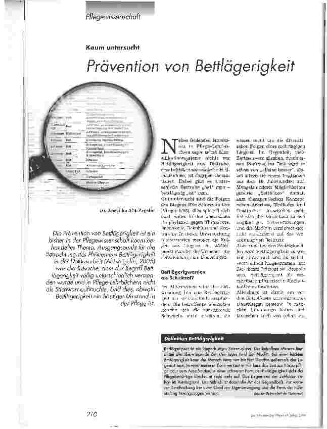 Vorschauseite 1: Prävention von Bettlägerigkeit
