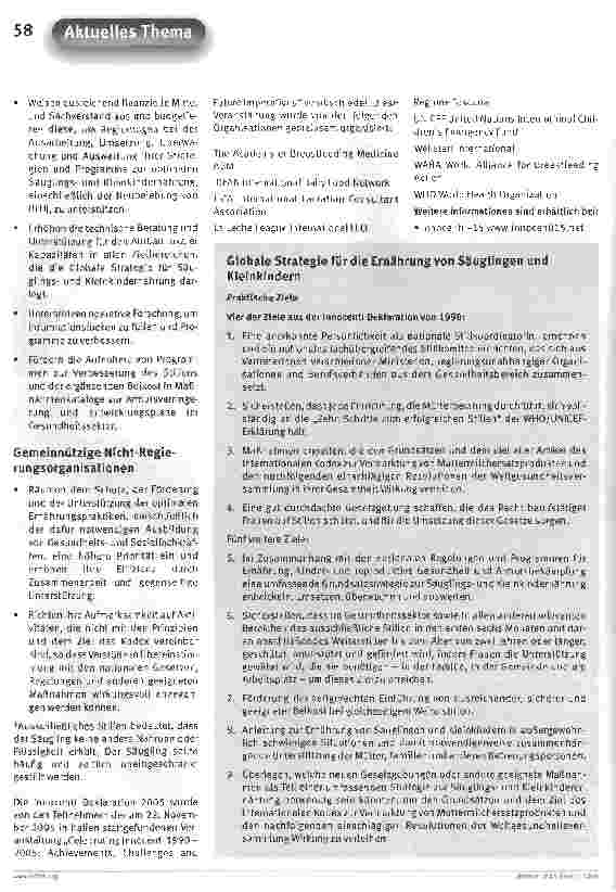 Vorschauseite 3: Innocenti-Deklaration 2005Zur Emährungvon Säuglingen und Kleinkindern Florenz (I), 22. November 2005