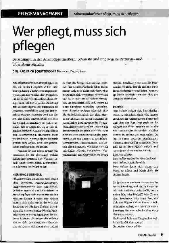 Vorschauseite 1: Wer pflegt, muss sich pflegen