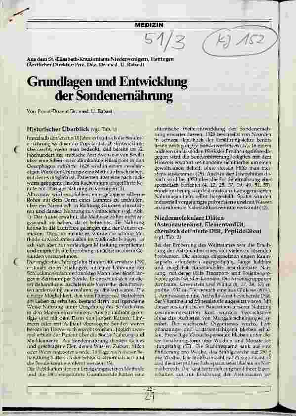 Vorschauseite 1: Grundlagen und Entwicklung der Sondenernährung