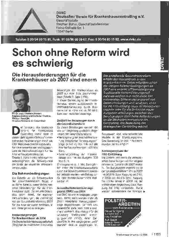 Vorschauseite 1: Schon ohne Reform wird es schwierig