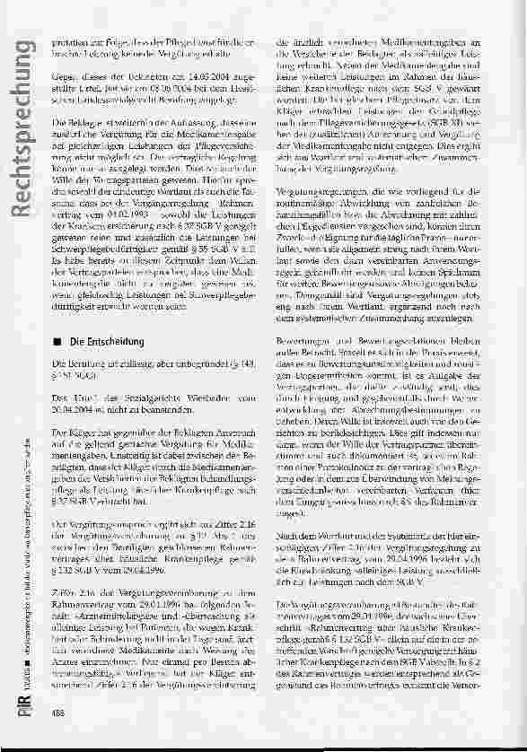 Vorschauseite 2: Medikamentengabe als Teil der häuslichen Krankenpflege muss vergütet werden