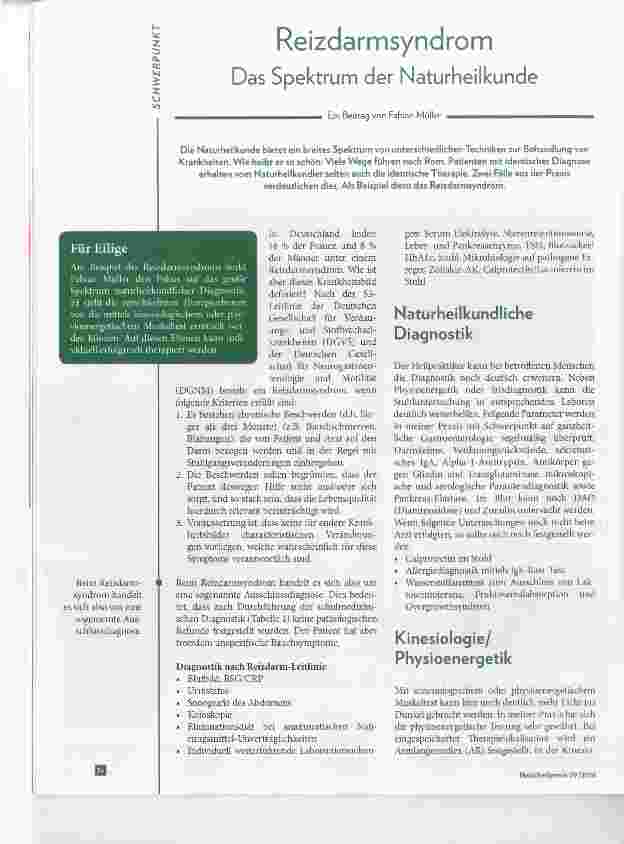 Vorschauseite 1: Reizdarmsyndronn Das Spektrum der Naturheilkunde