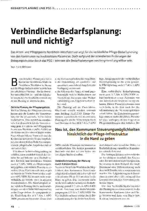 Vorschauseite 1: Verbindliche Bedarfsplanung: null und nichtig?