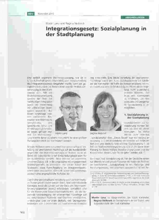 Vorschauseite 1: Integrationsgesetz: Sozialplanung in der Stadtplanung