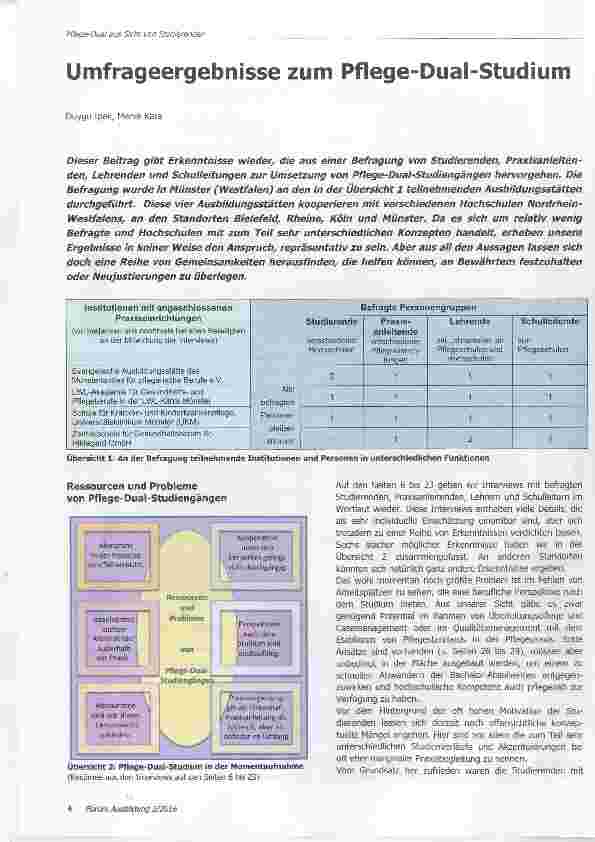 Vorschauseite 1: Umfrageergebnisse zum Pflege-Dual-Studium