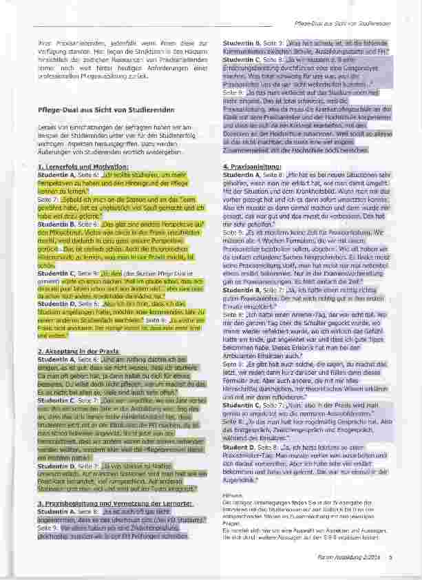 Vorschauseite 2: Umfrageergebnisse zum Pflege-Dual-Studium