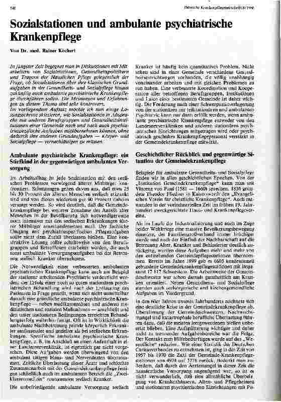 Vorschauseite 1: Sozialstationen und ambulante psychiatrische Krankenpflege