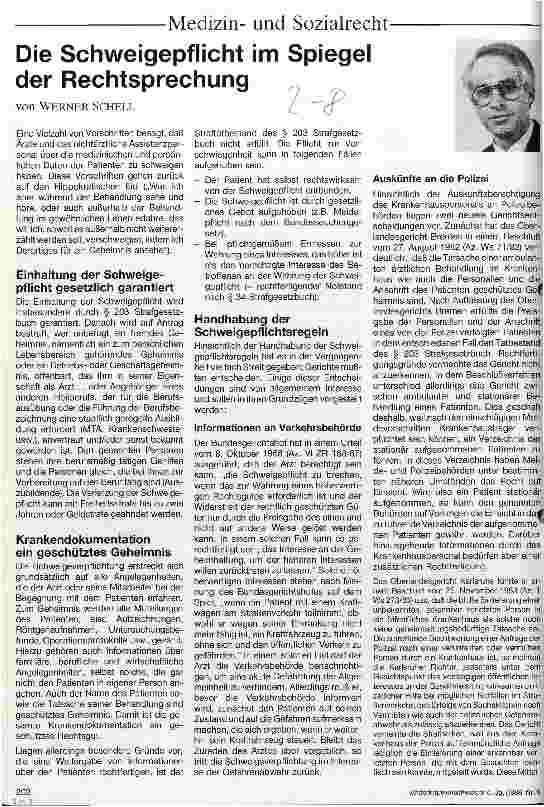 Vorschauseite 1: Die Schweigepflicht im Spiegel der Rechtsprechung