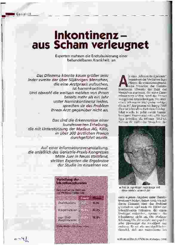 Vorschauseite 1: Inkontinenz - aus Scham verleugnet