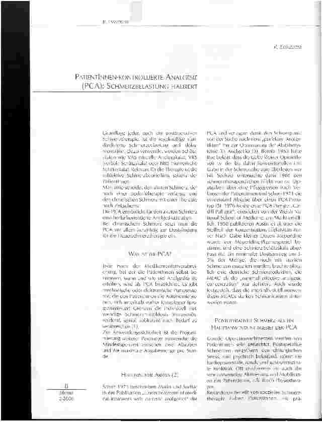 Vorschauseite 1: PATIENTINNEN-KONTROLLIERTE ANALGESIE (PCA): SCHMERZBELASTUNG HALBIERT