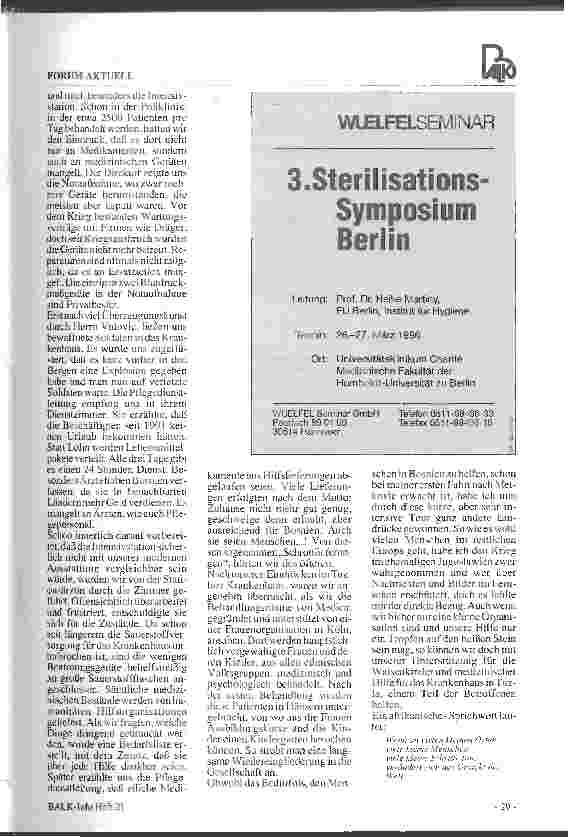 Vorschauseite 3: Pflege im Kriegsgebiet Persönliche Eindrücke von einer Fahrt nach Tuzla (Bosnien) im Rahmen meiner persönlichen Tätigkeit bei der Medizinischen Nothilfe Deutschland e. V. vom 2. -…