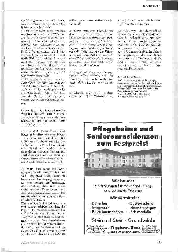 Vorschauseite 3: Was tun, wenn der Patient die Tür nicht öffnet?Rechtsfragen aus dem ambulanten Pflegealltag