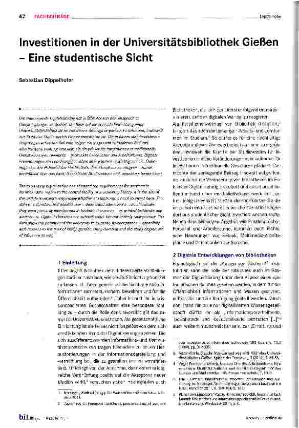 Vorschauseite 1: Investitionen in der Universitätsbibliothek Gießen - Eine studentische Sicht